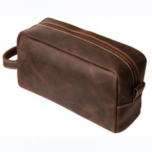 Leather  Kit Bag make up cosmetic bag for man
